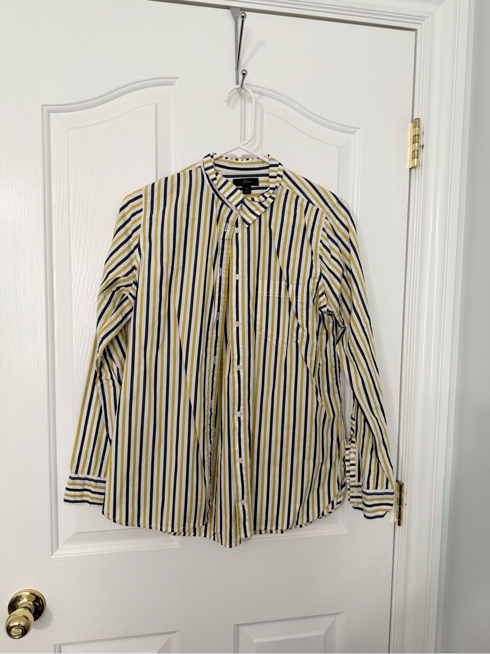 Jcrew women’s Long‑Sleeve Striped Button‑Down Shirt - Yellow & Navy